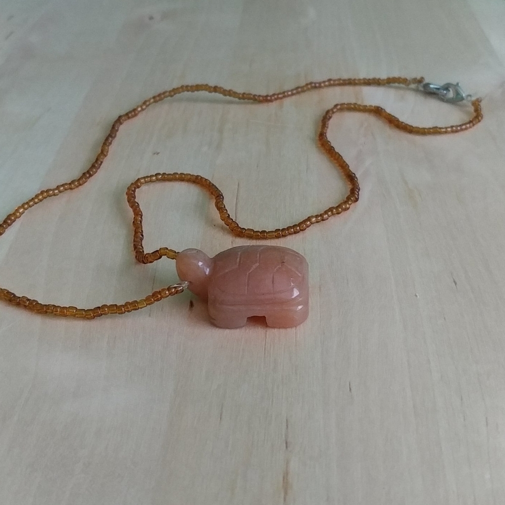 Carnellian Turtle Pendant Necklace